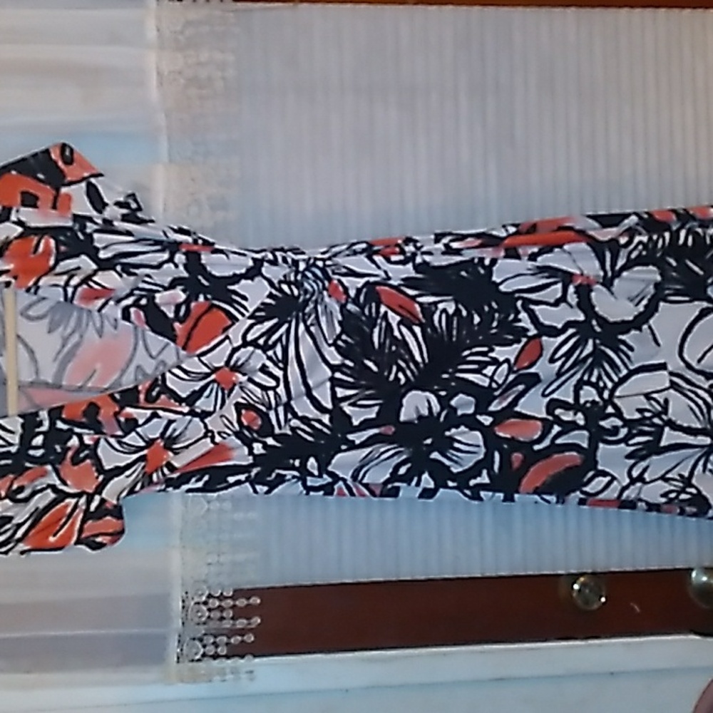 Jonathan Martin  women short sleeve dress Orange/black ruffle sz 10